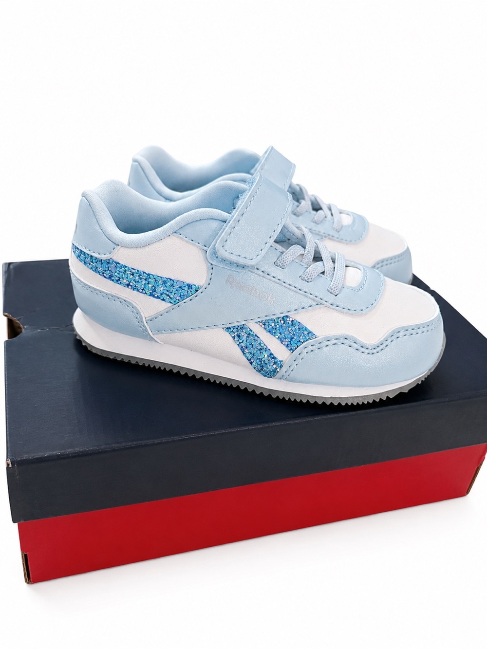 Reebok Kids Light Blue and White Glitter Accent Sneakers